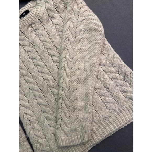H&M Beige Cable Knit Sweater Womens M Crewneck Long Sleeve Cozy Soft - Picture 8 of 8